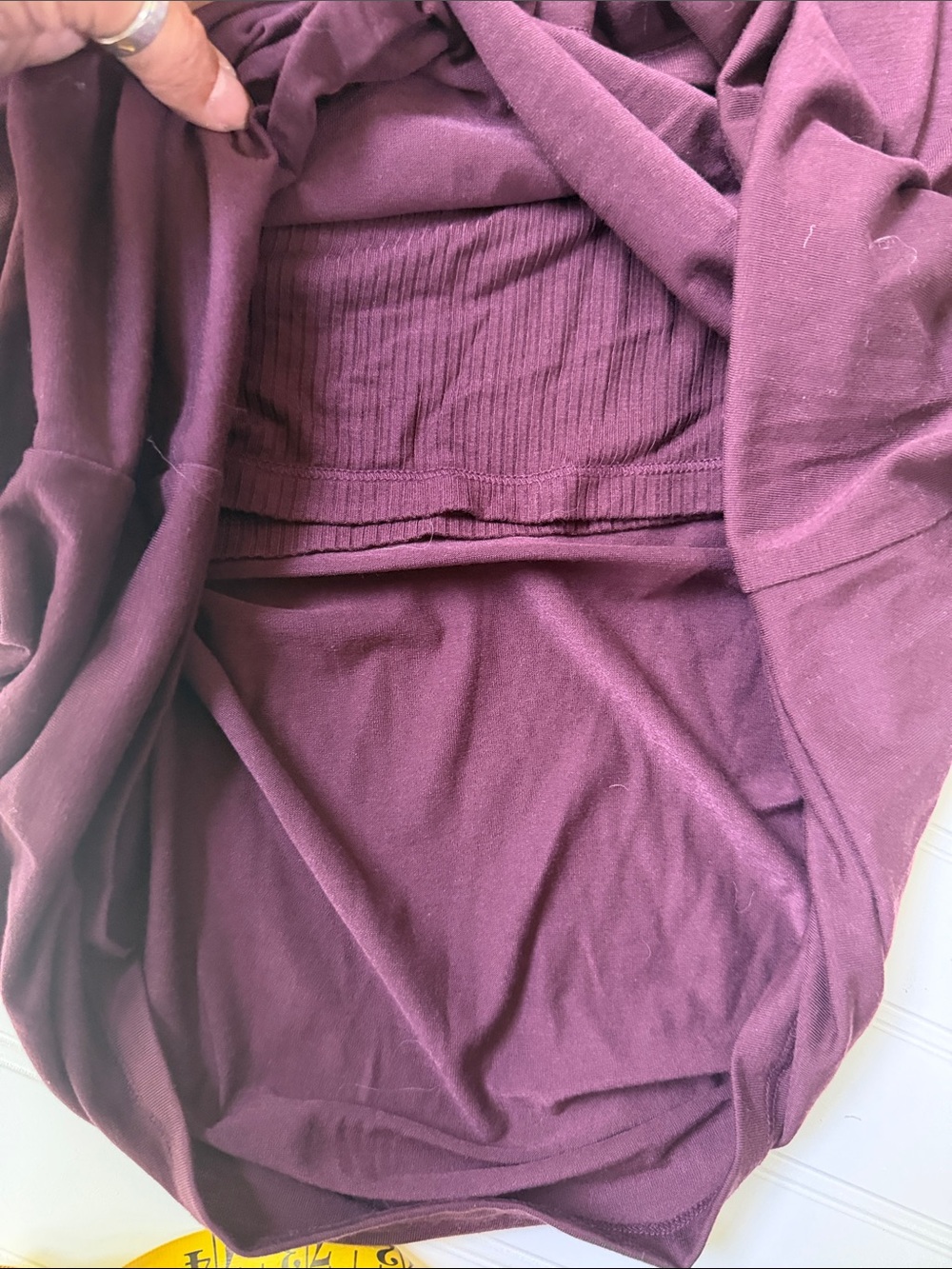 (359)Athleta Wine-Colored Long Sleeve Layered Tank Top - Picture 7 of 7